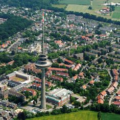 Luftbildaufnahme vom Fernsehturm in Münster